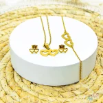 ست گردنبند، گوشواره و دستبند طرح قلب
