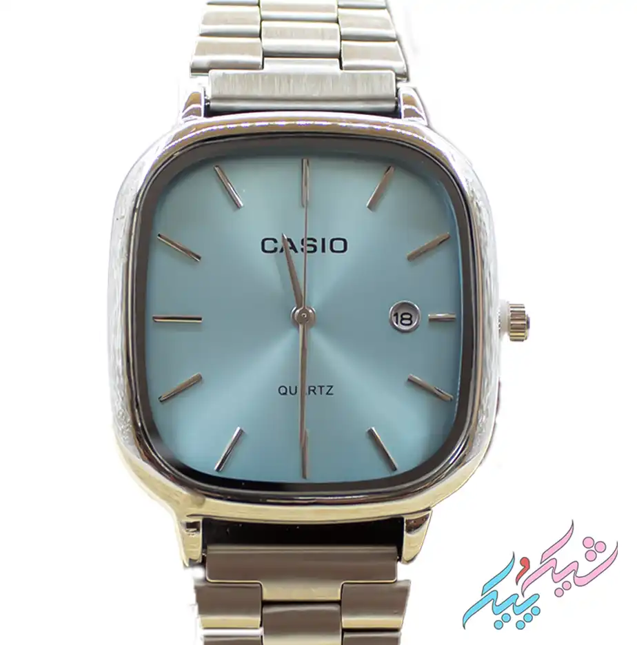 ساعت مچی مردانه اولد مانی طرح کاسیو با صفحه تیفانی و بند استیل و تقویم فعال برند Casio