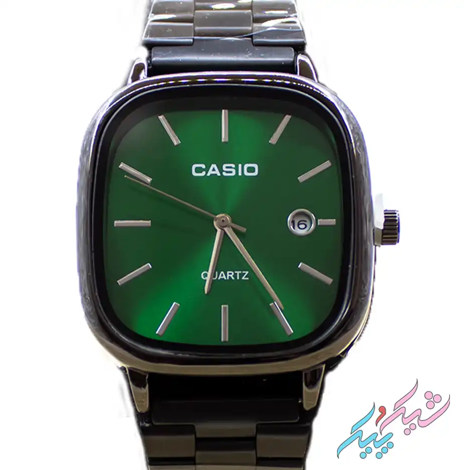 ساعت مچی مردانه اولد مانی طرح کاسیو با صفحه سبز و بند استیل برند Casio