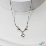 گردنبند نقره 925 طرح شاخ گوزن و دم وال با روکش آب رادیوم