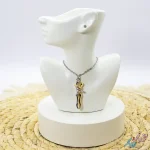 گردنبند استيل آغوش با زنجیر طلایی و نقره ای - تصویر 3