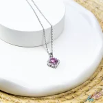 گردنبند استیل زنانه طرح گلبرگ نگینی - تصویر 3