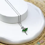 گردنبند استیل طرح دختر رقص باله با نگین سواروسکی سبز جذاب - تصویر 3
